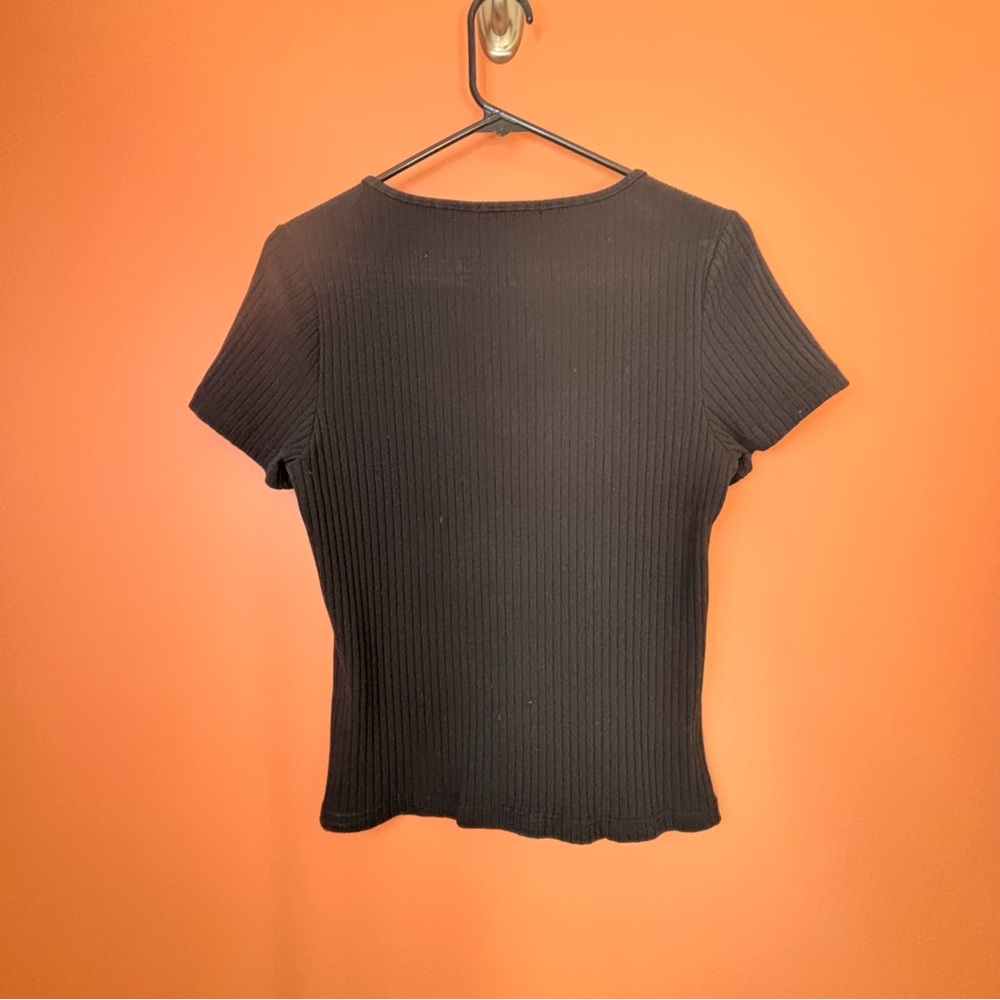 Sanctuary Black Ribbed Button-Down Shirt - Picture 2 of 7